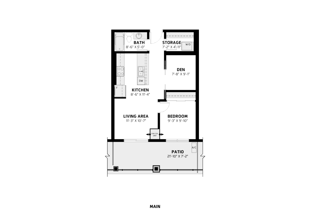 LesJardin 1590x1080 Web Floorplans A 1 1 Bed 1 Bath + Den Fl1 v2